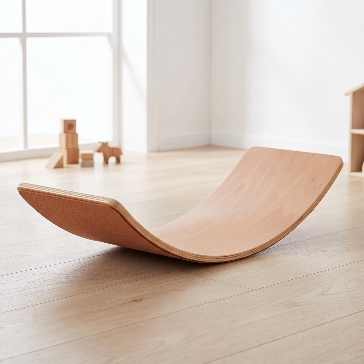 Wooden Balance Board with Felt Backing, Red Brick – 83 cm