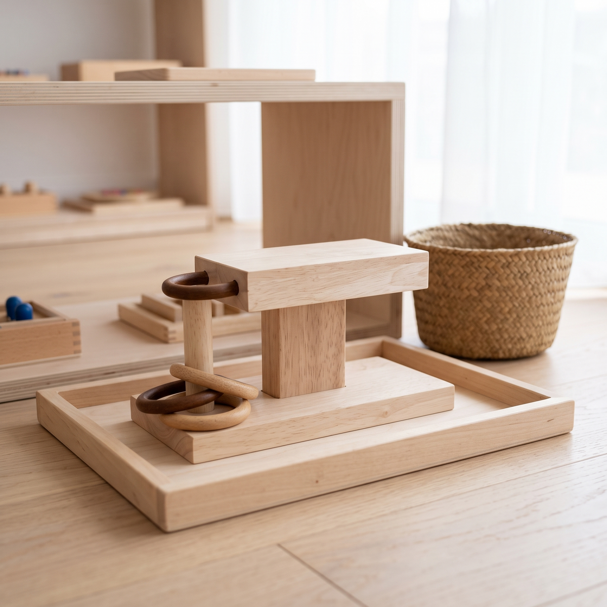 Wooden Rings Activity Toy for Object Permanence