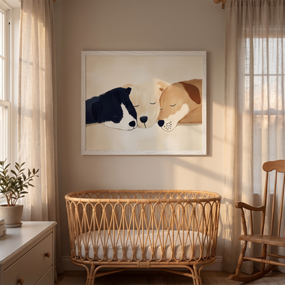 Sleeping Puppies Wall Art Print, Neutral Tones