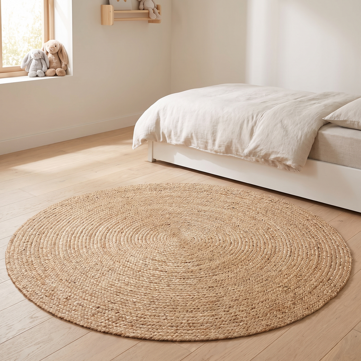 Round Braided Jute Rug, Natural – 120 cm
