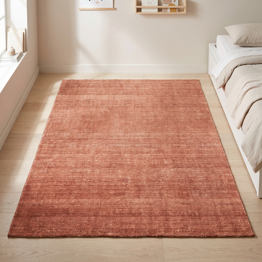 Washable Kids Rug with Built-In Underlay, Terracotta Orange – 180 x 120 cm
