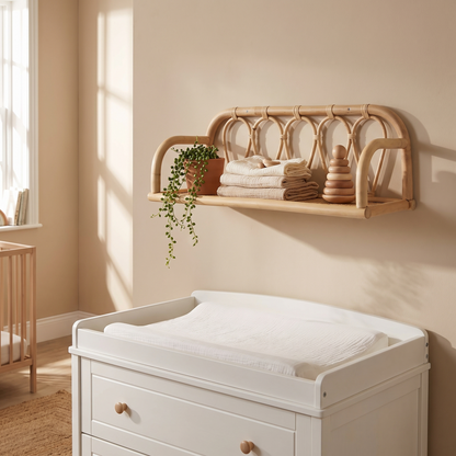 Rattan Wall Shelf for Nursery, Natural, 60 cm