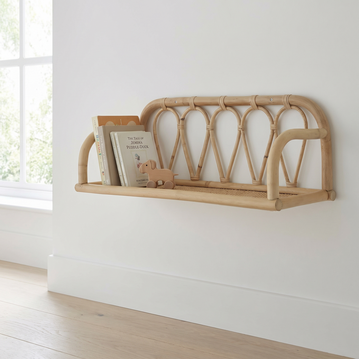 Rattan Wall Shelf for Nursery, Natural, 60 cm