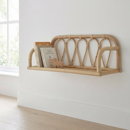 Rattan Wall Shelf for Nursery, Natural, 60 cm