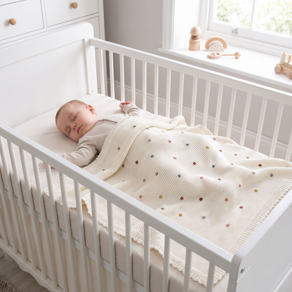 Bobble-Knit Baby Blanket in 100% Cotton, Multi-Color