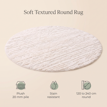 Round High-Low Pile Kids Rug, Ivory Cream – 120 cm