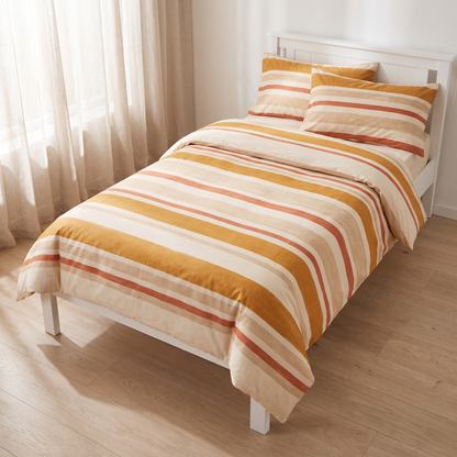 Striped Cotton Kids Quilt Cover, King Single/Double – Sun-Soaked Stripe, 180 x 210 cm