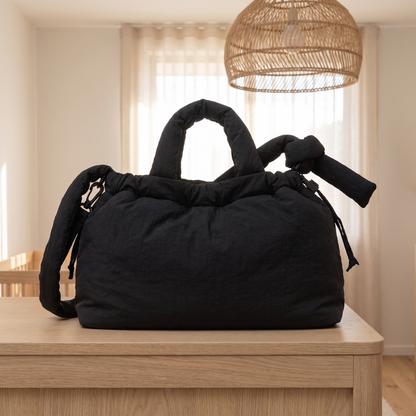 Nylon Pram Caddy and Small Baby Bag, Black