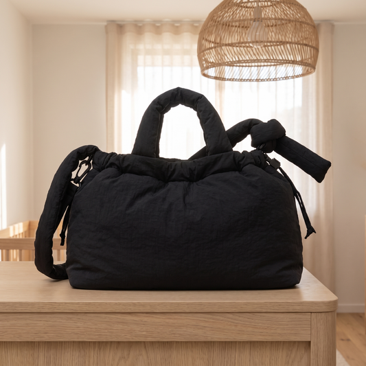 Nylon Pram Caddy and Small Baby Bag, Black
