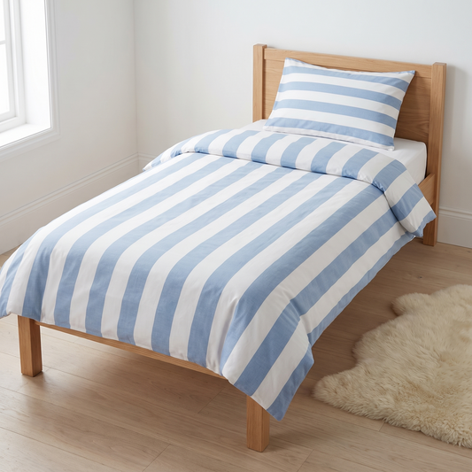 Kids Stripe Cotton Quilt Cover for Single Beds, Seaside Stripe