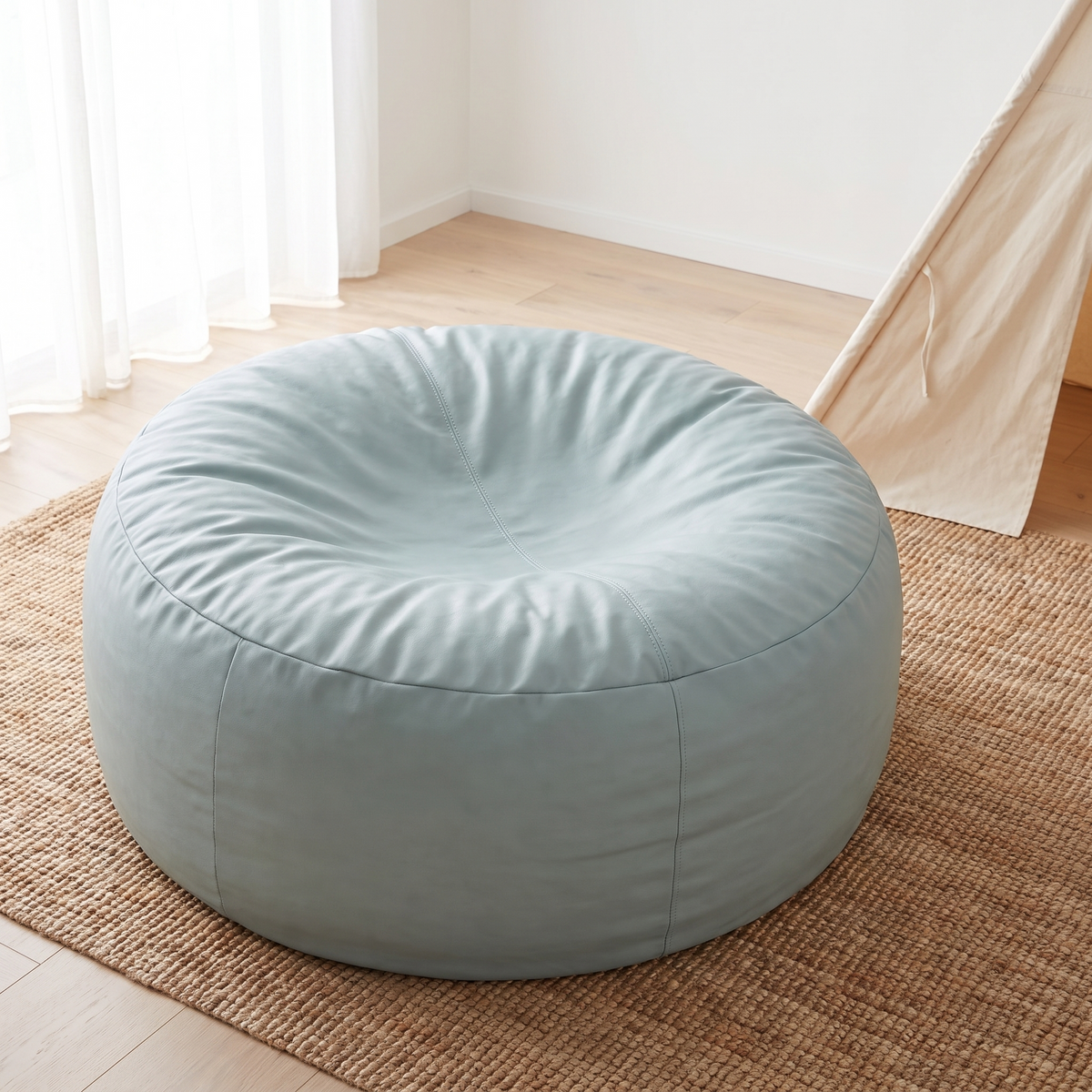 Kids Crash Pad Bean Bag Cover with Inner Insert, Tan Faux Leather