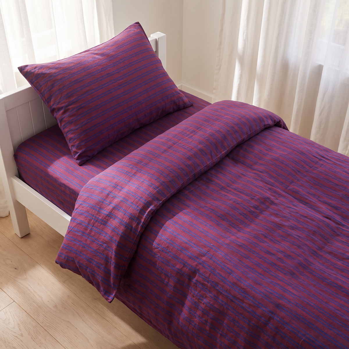 Linen Kids Quilt Cover with Corner Ties, Single – Burnt Sienna, 140 x 210 cm