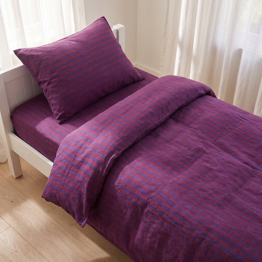 Linen Kids Quilt Cover with Corner Ties, Single – Burnt Sienna, 140 x 210 cm