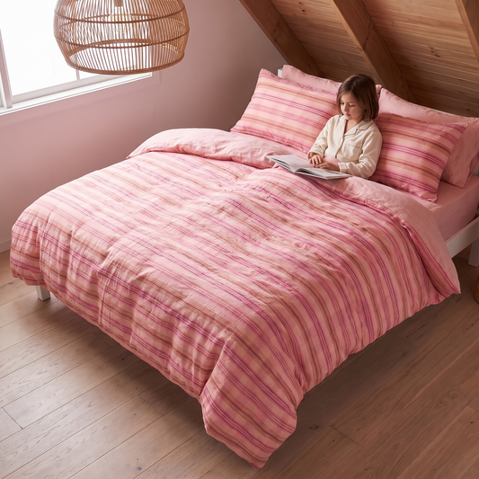 Linen Kids Quilt Cover with Corner Ties, King Single/Double – Oat, 180 x 210 cm
