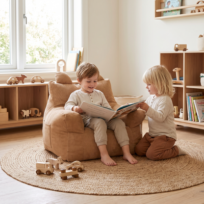 Corduroy Kids Bean Bag Chair Cover with Cotton Insert, Brown