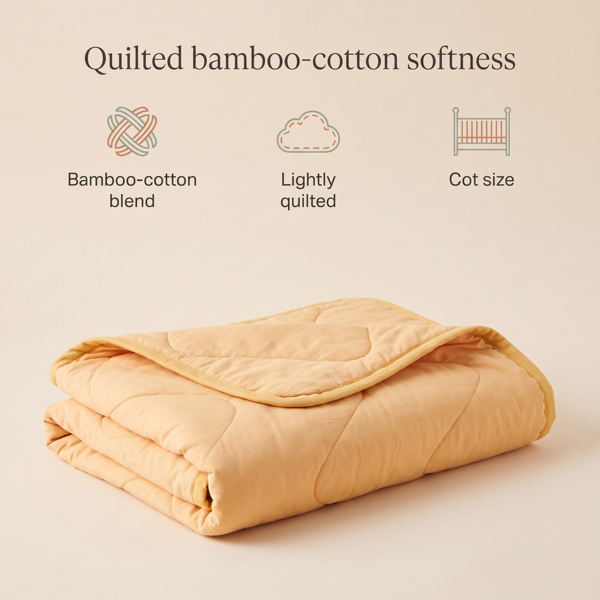 Quilted Bamboo Cotton Cot Bedspread, Butter Yellow