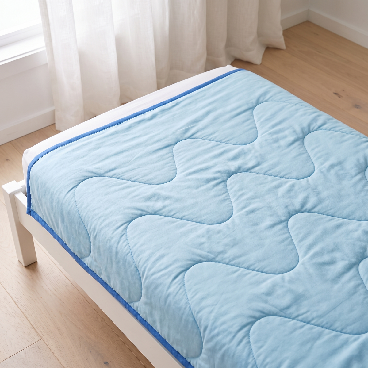 Quilted Bamboo Cotton Cot Bedspread, Sage