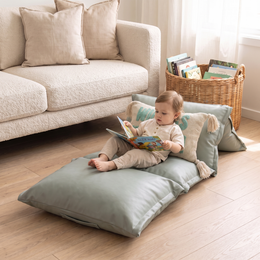 Pillow Mat Floor Lounger Cover for Four Standard Pillows, Duck Egg