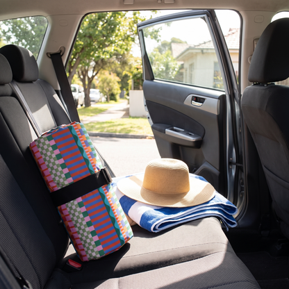 Roll-Up Picnic Rug with Foam Lining, Terracotta Stripe
