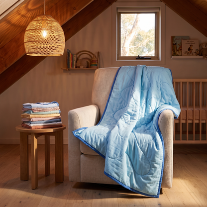 Quilted Bamboo Cotton Cot Bedspread, Sage