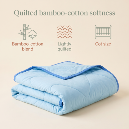 Quilted Bamboo Cotton Cot Bedspread, Sage