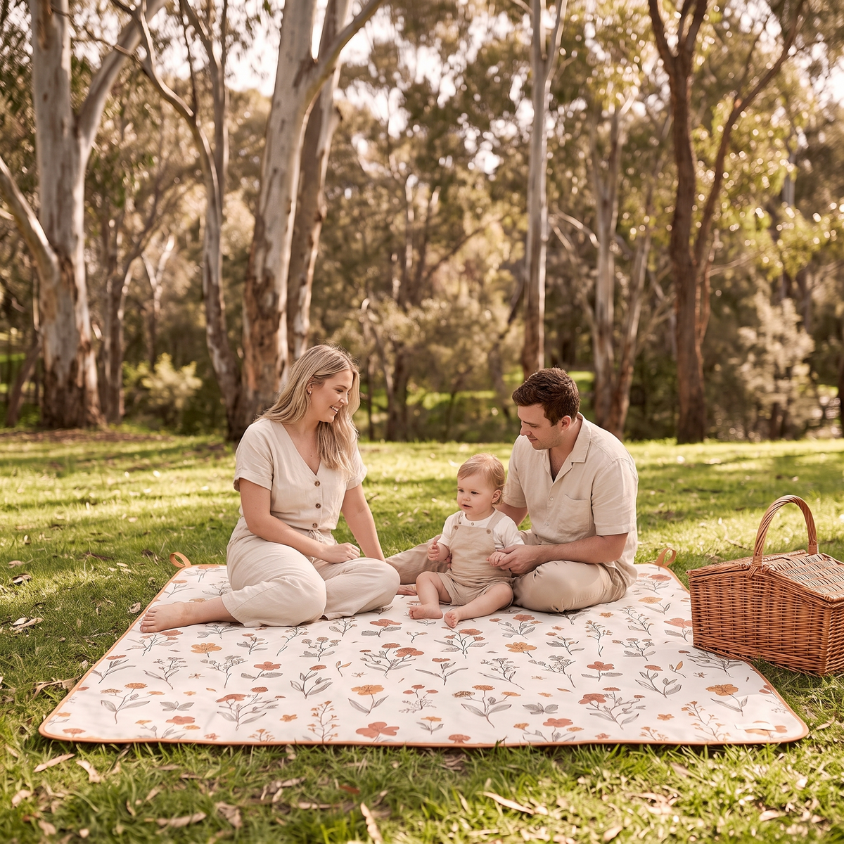 Extra-Large Picnic Rug with Peg Kit, Wildflower – 200 x 200 cm