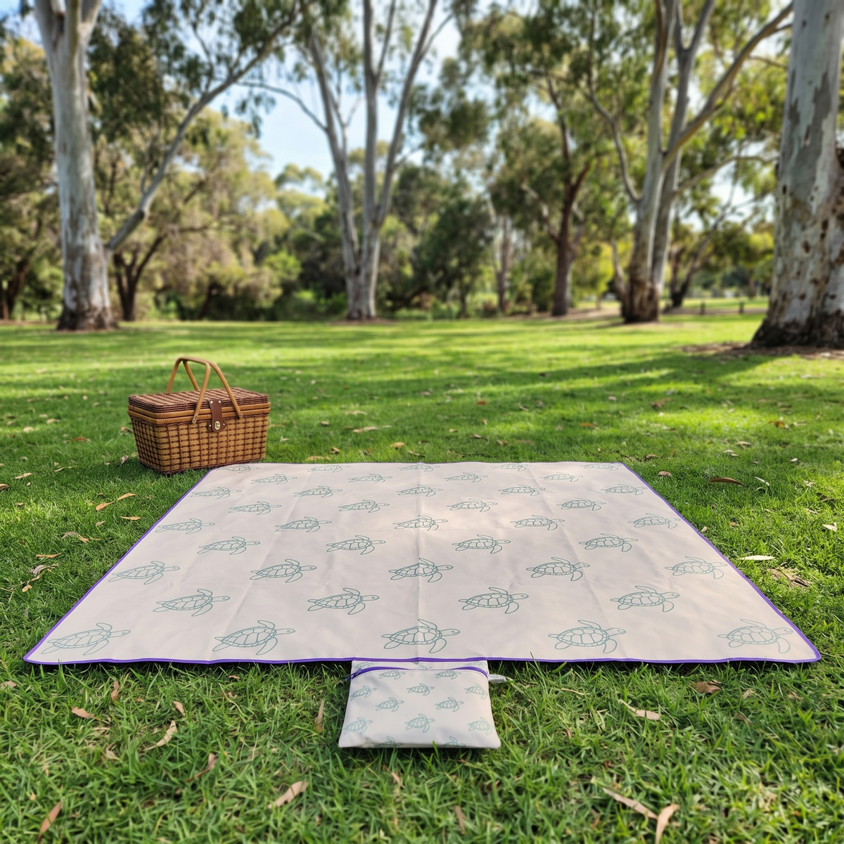 Kids Sand-Free Beach Mat with Carry Bag, Turtle Print
