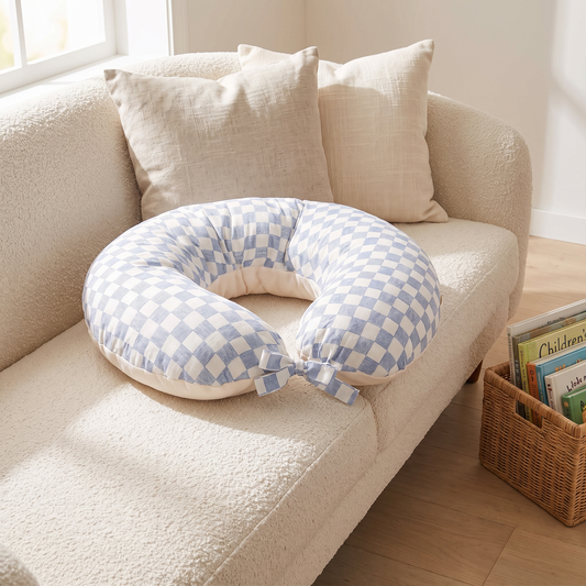Cotton Nursing Pillow with Removable Washable Cover – Waves Print, 64 x 51 cm