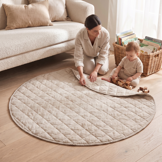 Spare Linen Play Mat Cover for 115 cm Round Mat, Natural