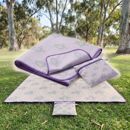 Kids Sand-Free Beach Mat with Carry Bag, Turtle Print