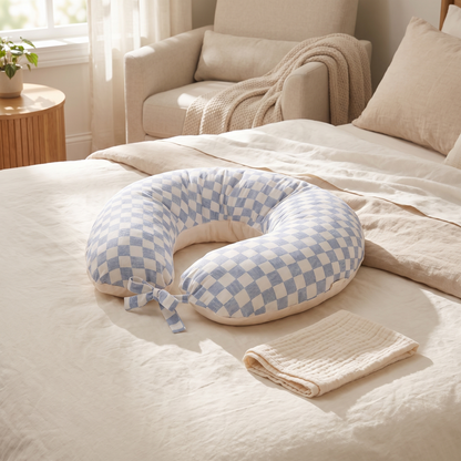 Cotton Nursing Pillow with Removable Washable Cover – Waves Print, 64 x 51 cm
