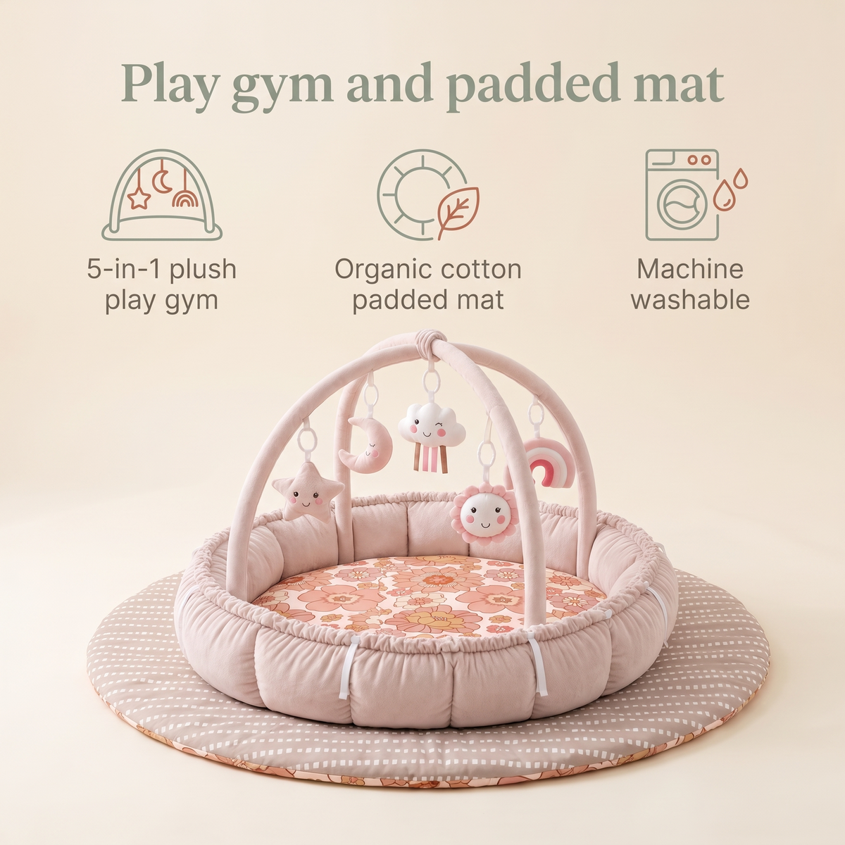 Plush Play Gym and Padded Cotton Play Mat Set – Blooms