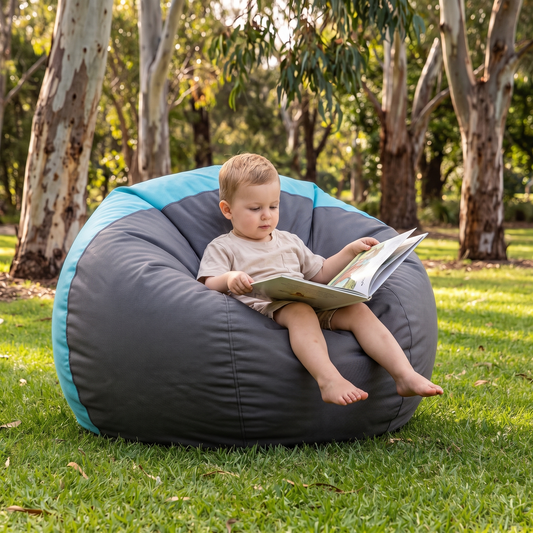 Outdoor Kids Bean Bag Cover in Olefin, Terracotta Stripe
