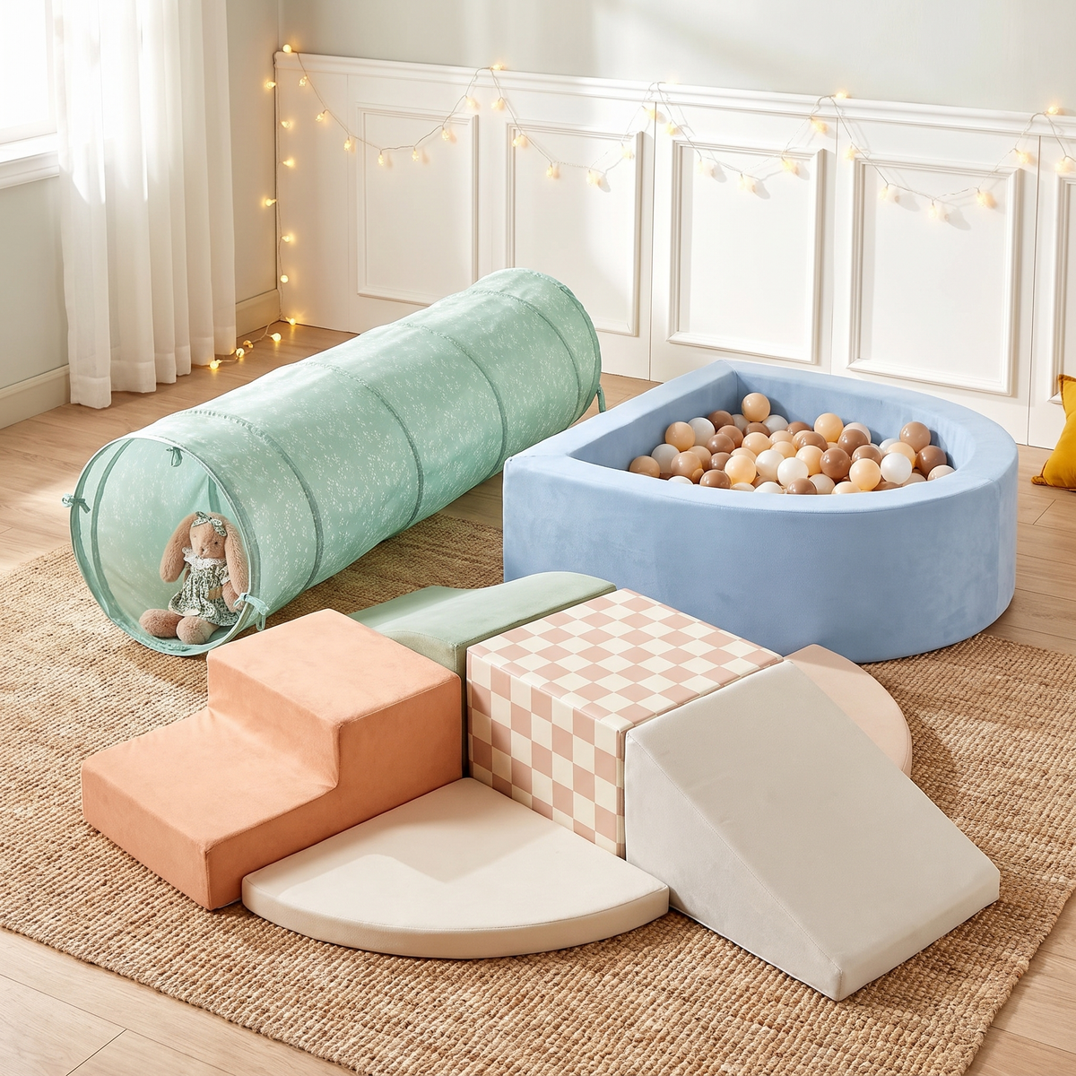 Play Tunnel and Foam Ball Pit Bundle, Oat