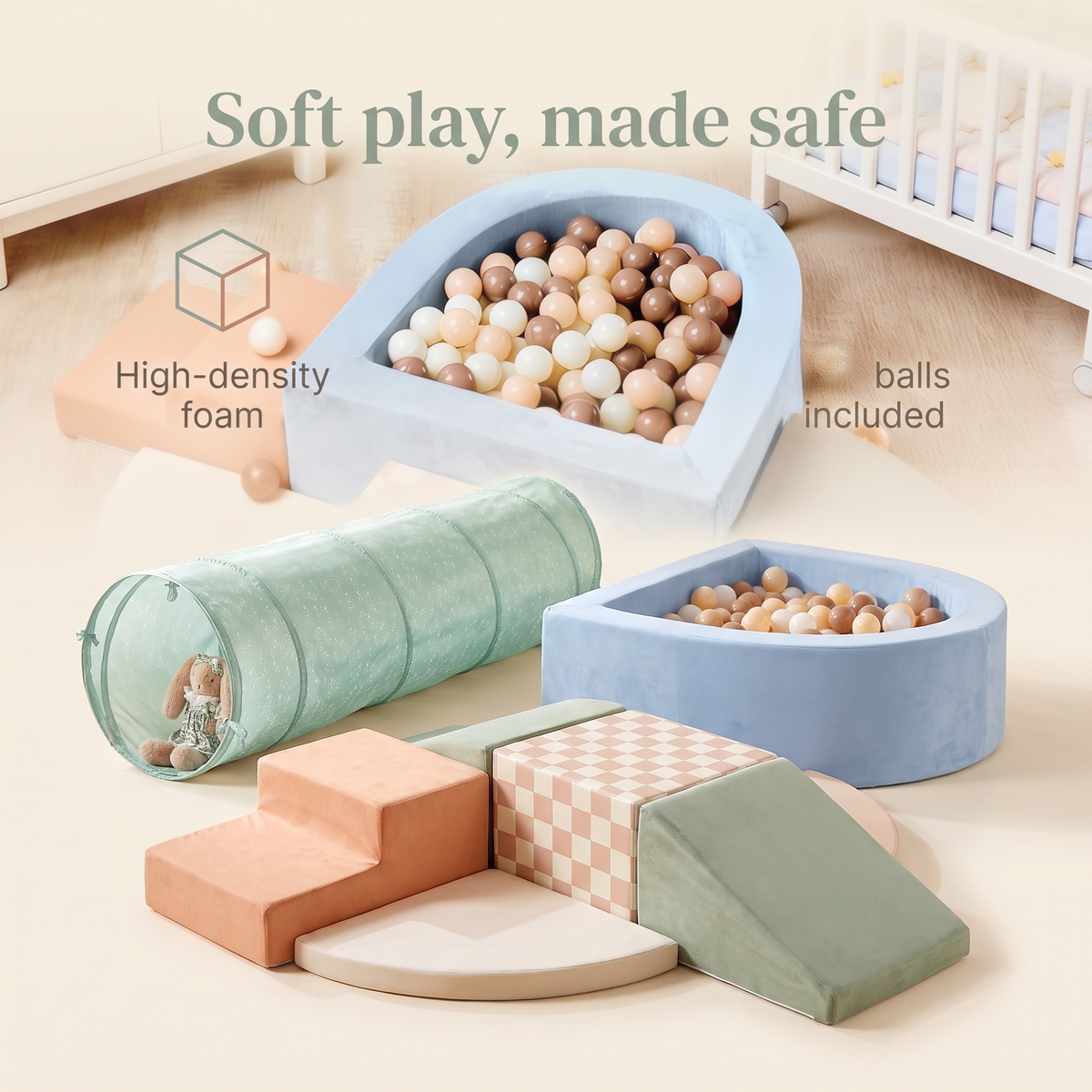 Play Tunnel and Foam Ball Pit Bundle, Oat