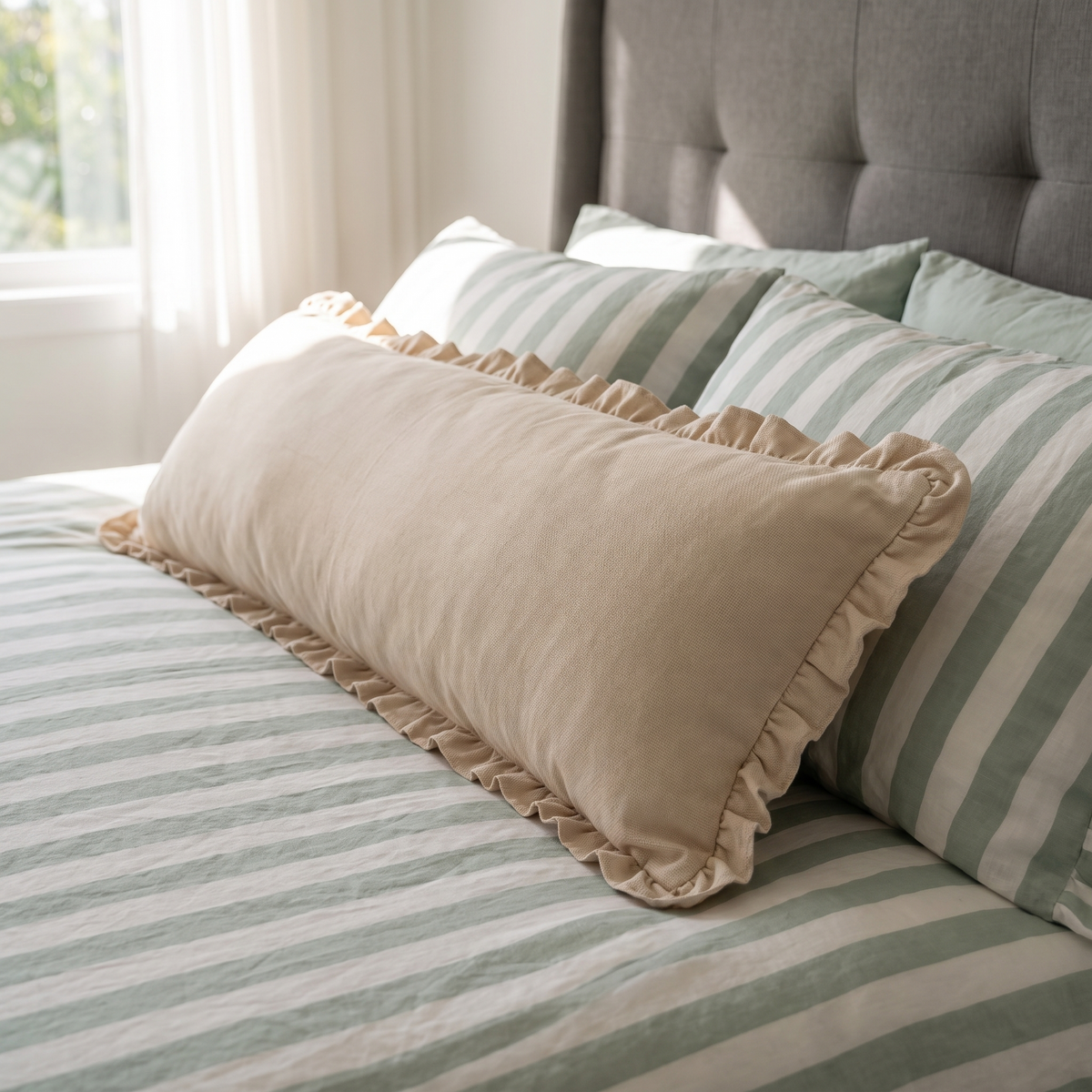 I-Shape Cotton Pregnancy Pillow, Full Length 110 cm – Oat