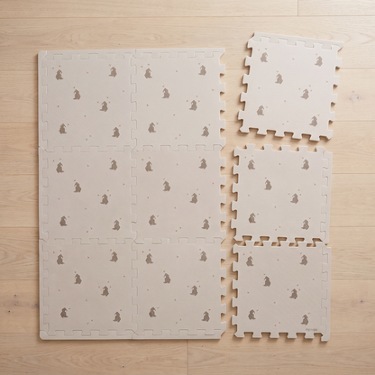 EVA Foam Play Mat with 9 Interlocking Pieces – Bees and Bears Print, 100 x 100 cm