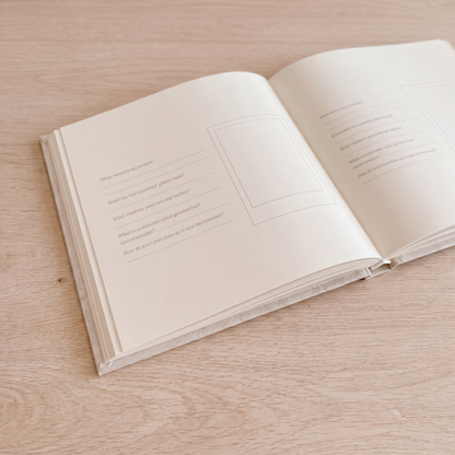 Baby Memory Book with Cloth Hardcover and Gold Foil, 98 Pages – Neutral