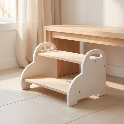 Wooden Cloud Step Stool with Carry Handles – Birch Plywood, 45 cm