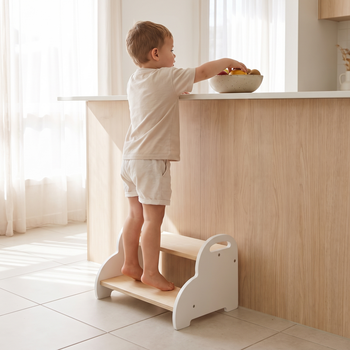 Wooden Cloud Step Stool with Carry Handles – Birch Plywood, 45 cm