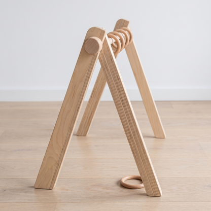 Wooden Baby Gym Frame with Five Removable Rings – Natural Birch Plywood