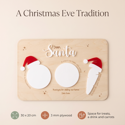 Santa Treat Board for Cookies, Drink and Carrots – Plywood, 30 x 20 cm