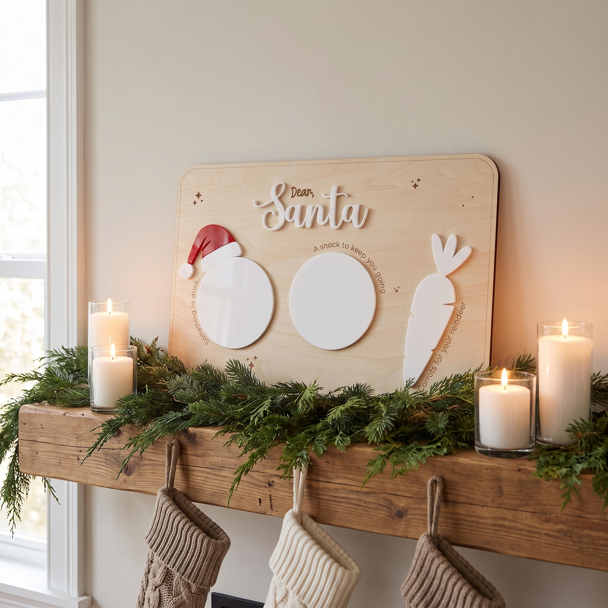 Santa Treat Board for Cookies, Drink and Carrots – Plywood, 30 x 20 cm