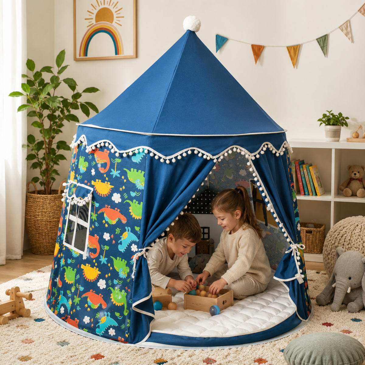 Kids Indoor Teepee Play Tent with Support Poles