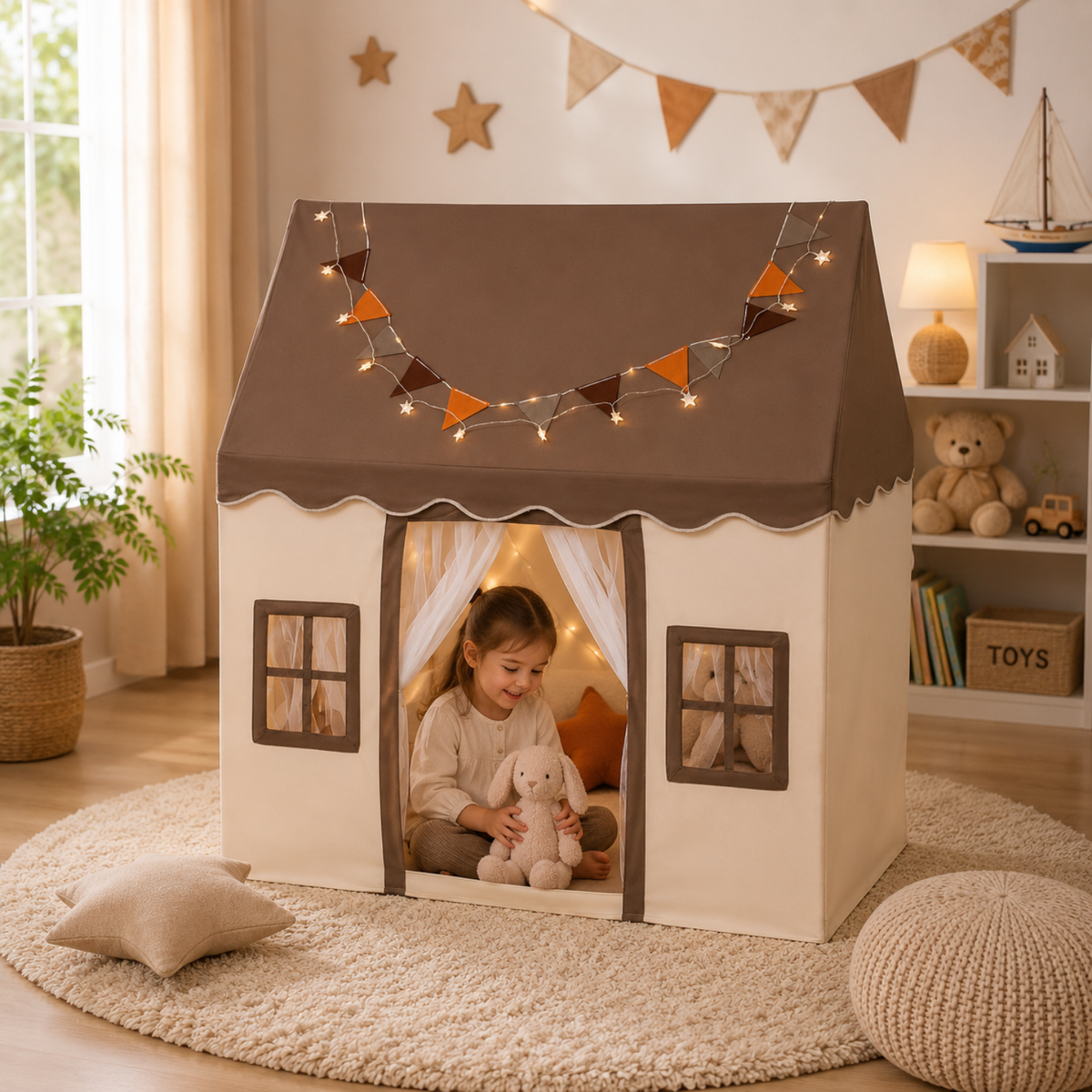 Kids Cotton Playhouse Tent with Plastic Support Poles