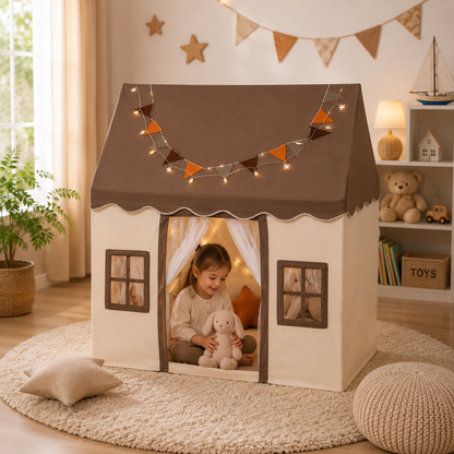 Kids Cotton Playhouse Tent with Plastic Support Poles
