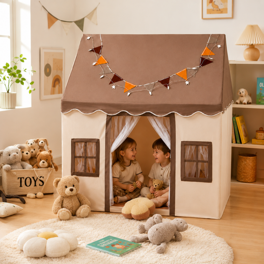 Kids Play Tent with Padded Mat, Beige