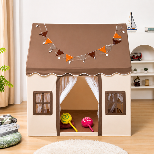 Kids Play Tent with Padded Mat, Beige
