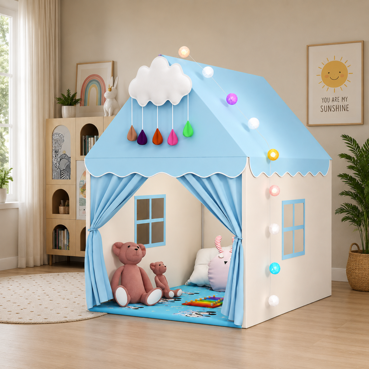 Princess Play Tent with Padded Mat and Lights