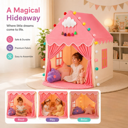 Princess Play Tent with Padded Mat and Lights